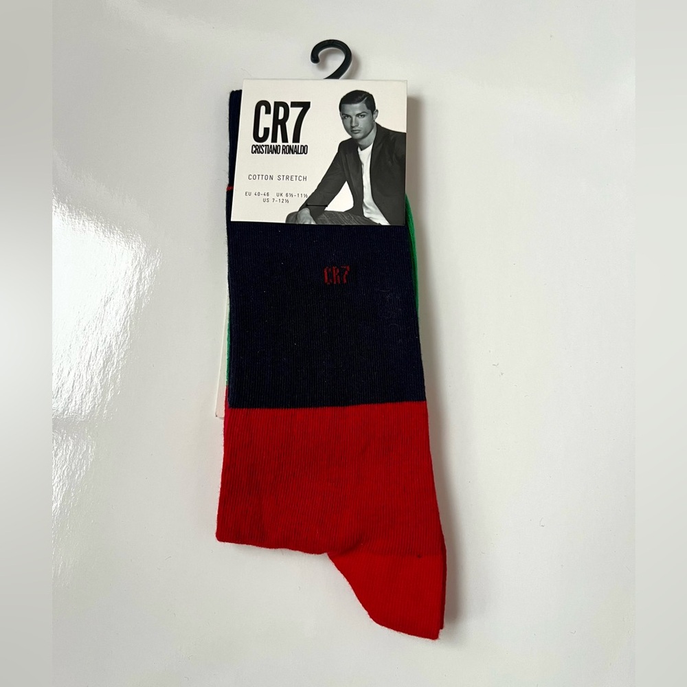 Giftable CR7 Socks – Colorblock Dark Blue/Red/Green – Cotton Stretch